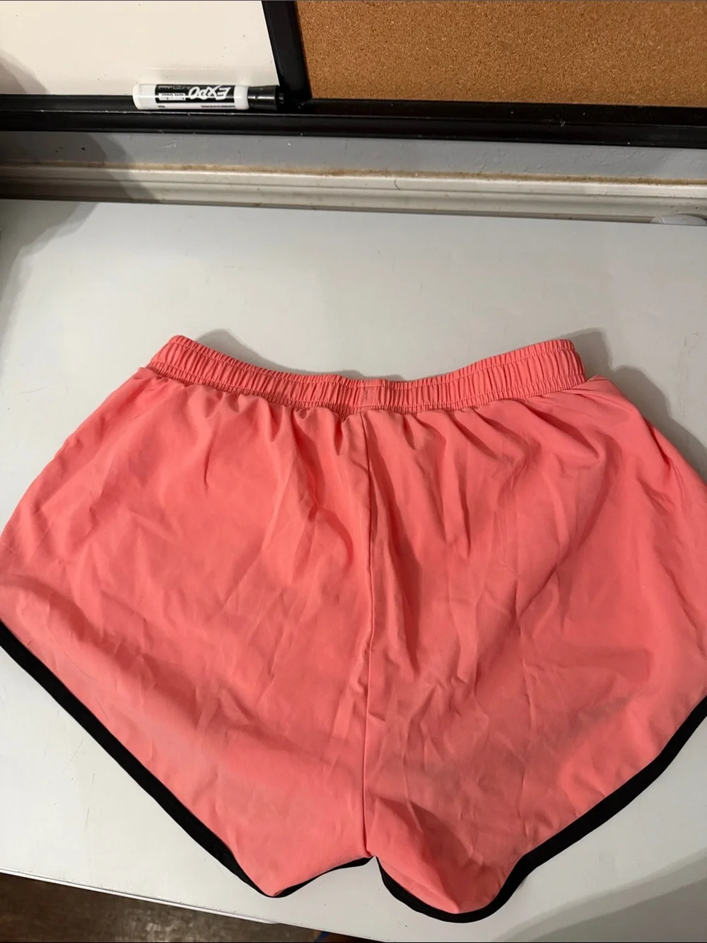 ALO Yoga Coral-Pink Ivy League Dolphin Athletic Shorts with Black Trim